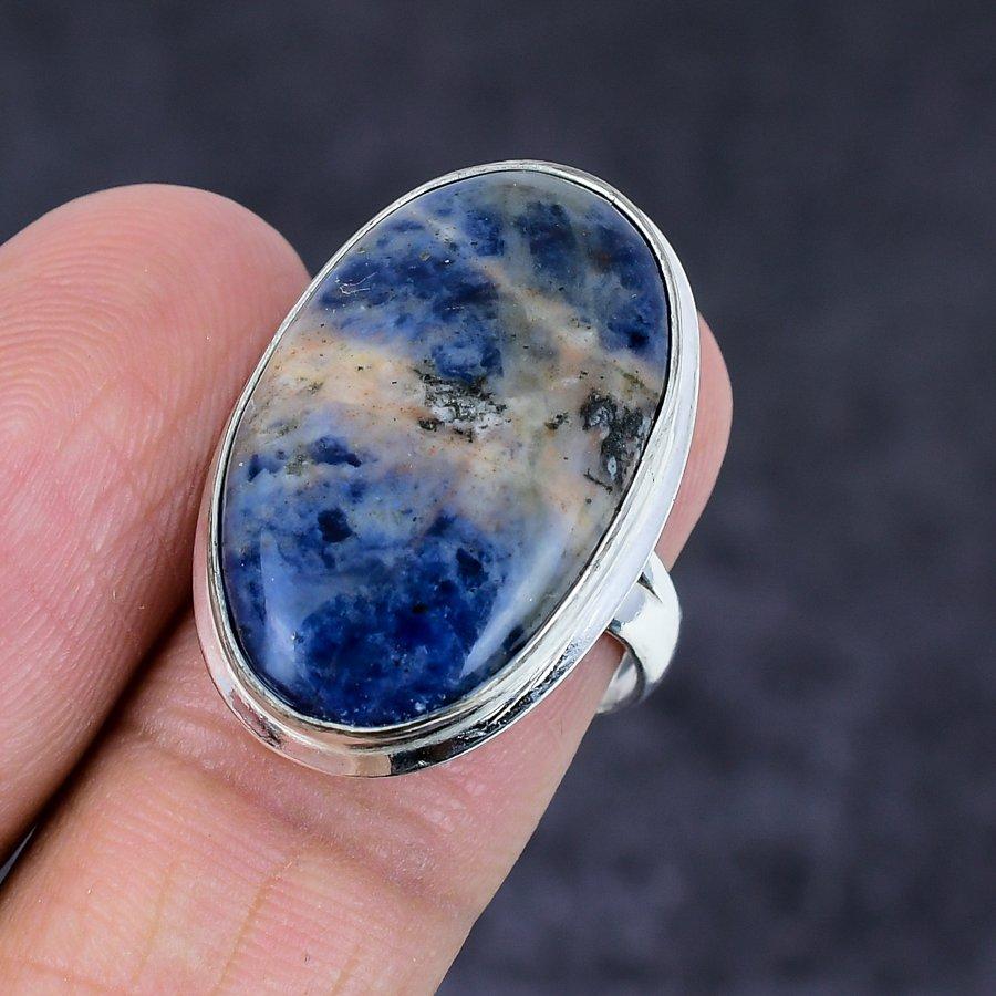 Sodalite Gemstone 925 Sterling Silver Jewelry Ring Size 7