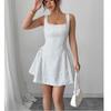 Summer Women's Polka Dot Print Mini Dress Fashion Square Collar Bohemia Bodycon Dress Sleeveless A-line Sexy White Tank Dresses