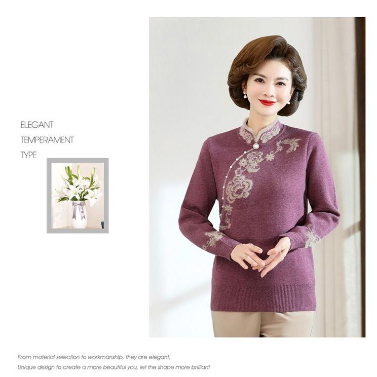 Herbst Winter Damen Nerzfleece Pullover Locker Übergröße Pullover Bestickt Pullover Fleece Verdickt Beflockt Strickoberteile