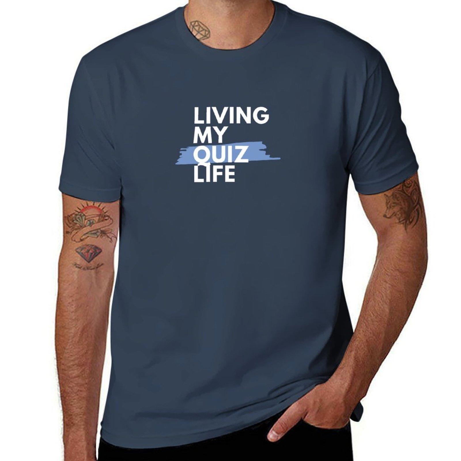 Living My Quiz Life Blue Tshirt Moisture Wicking Athletic Tshirt S