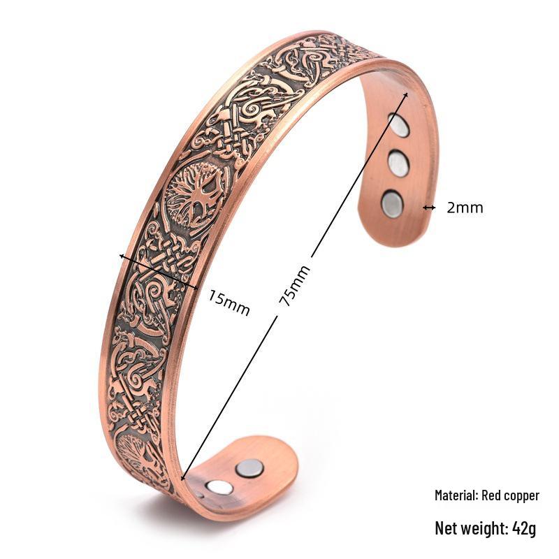 Tree of Life Pattern Magnetic Copper Bracelet In Antique Bronze
