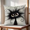 Whimsical Cat Cushion Cover Natural Linen Organic Fabric DoubleSided Printing Couch Pillow Covers Home Decor Gift