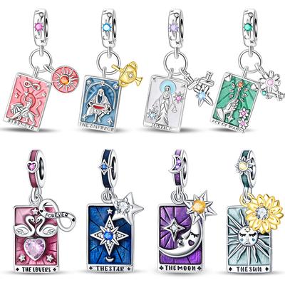 925  Silver Classic Sun Moon Stars Magic Tarot Charms Pendants For Women Fit 925 Original Bracelets DIY Jewelry