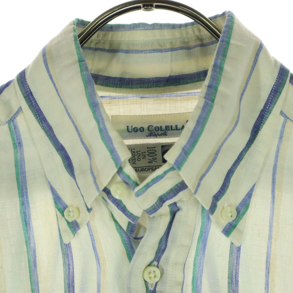 UGO COLELLA Striped Pattern Long sleeve Button down Linen shirt S Men's Used
