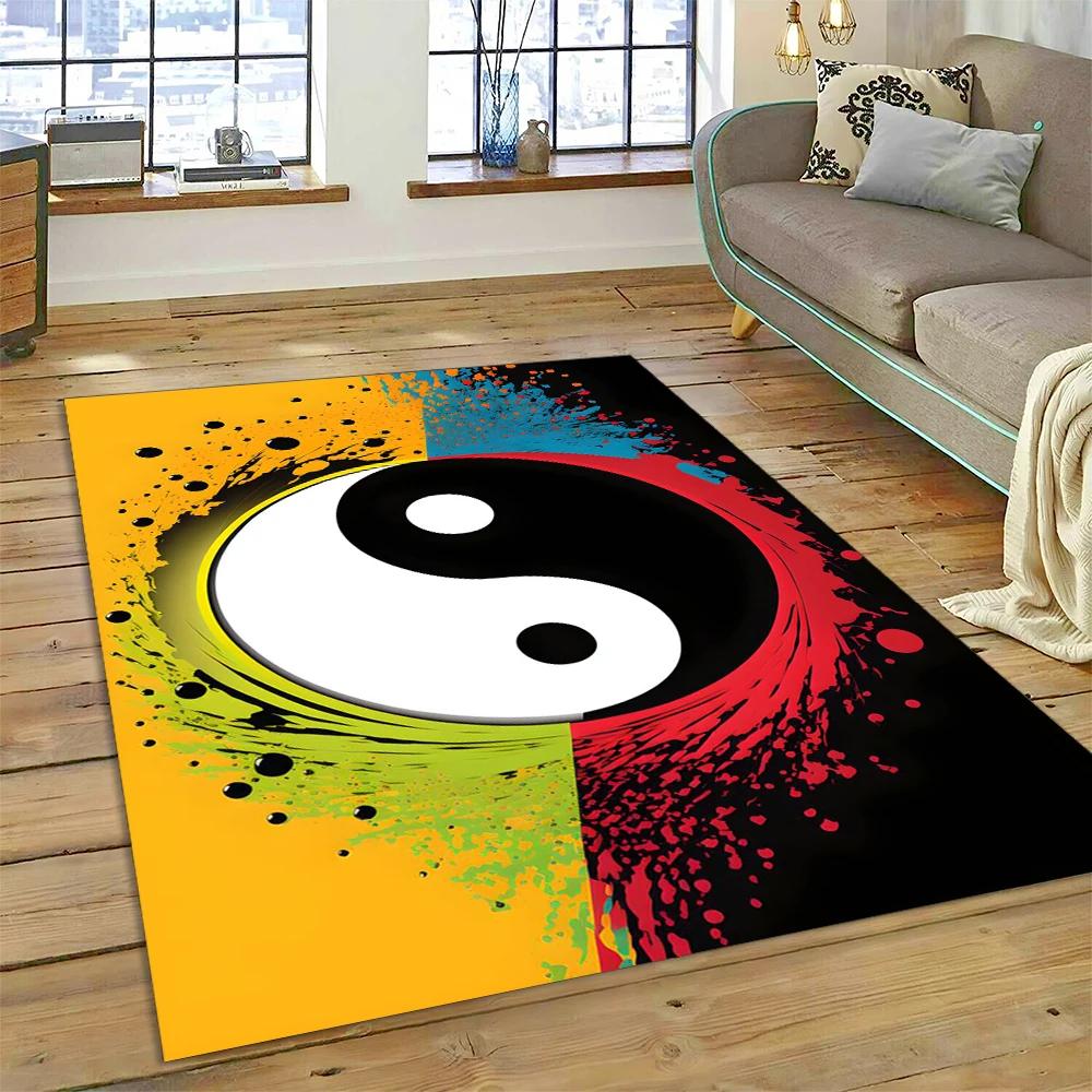 3D Naturalize Yin and Yang Chinese Tai Chi Carpet Rug for Home Living Room Bedroom Sofa Doormat Decor,Kids Area Rug Non-slip Mat