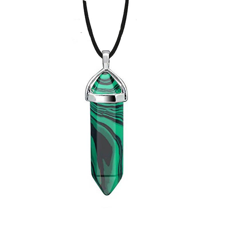 1Pc Hexagon Pillar Stone Necklace Bullet Pendant Choker Necklace Fashion Jewelry Gift