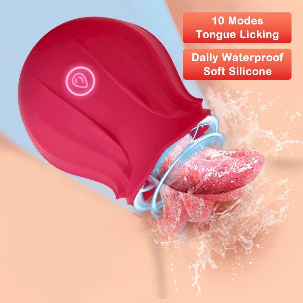 Rose Tongue Licking Vibrator for Women Clit Stimulator Oral Sucking Sex Toy Female Masturbation Sucker