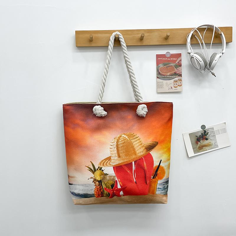 Strandväska Stor Tote Enkelaxel Damväska Trendig Casual Handväska Kort Resväska