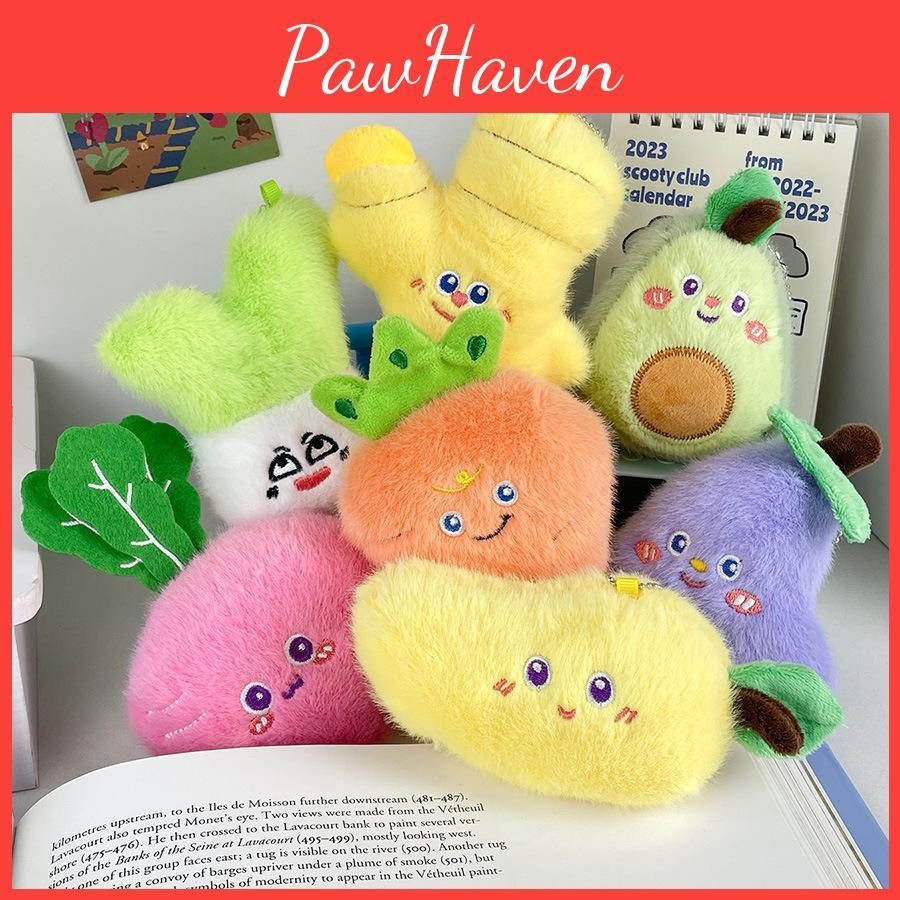 Adorable Plush Keychain For Girls Featuring Cute Fruit And Vegetable Designs In Colors Various