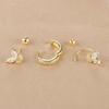 3PCS Luxury Stainless Steel Butterfly Small Hoop Earrings Set For Women Trendy Zircon Stud Women's Earring  Fashion Jewelry