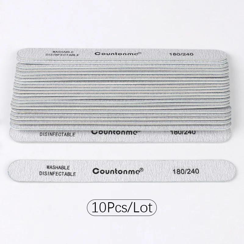 10 Pezzi Lime per Unghie Grana 180/240 Lavabili in Legno per Manicure Dritti Carta Vetrata Resistente Forniture per Unghie Acriliche da Salone