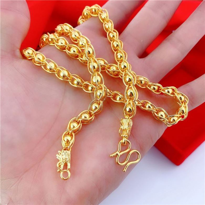 Dubai Simulated Vietnam Alluvial Gold Thailand Plated Men's Necklace Protection Daikin Pattern Faucet M Buckle