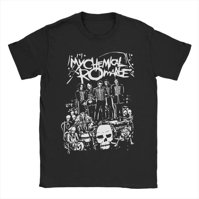 My Chemical Romance Vintage Anime Harajuku Y2K Pánské tričko Outdoor Street Ležérní Volné Denní Čistá Bavlna Pár Krátký Rukáv Top