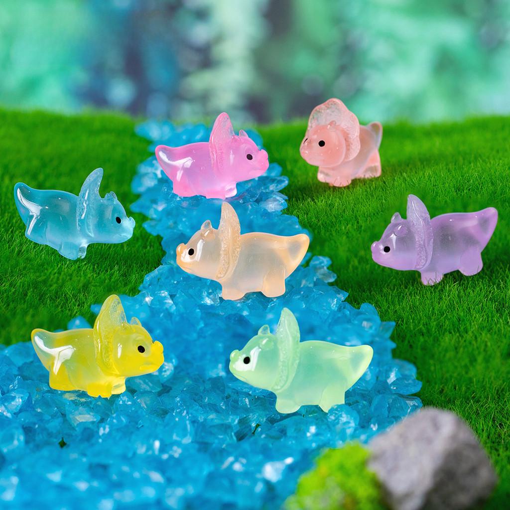 Glowing Resin Dinosaur Figurine For Fairy Garden Decor In Assorted Colors