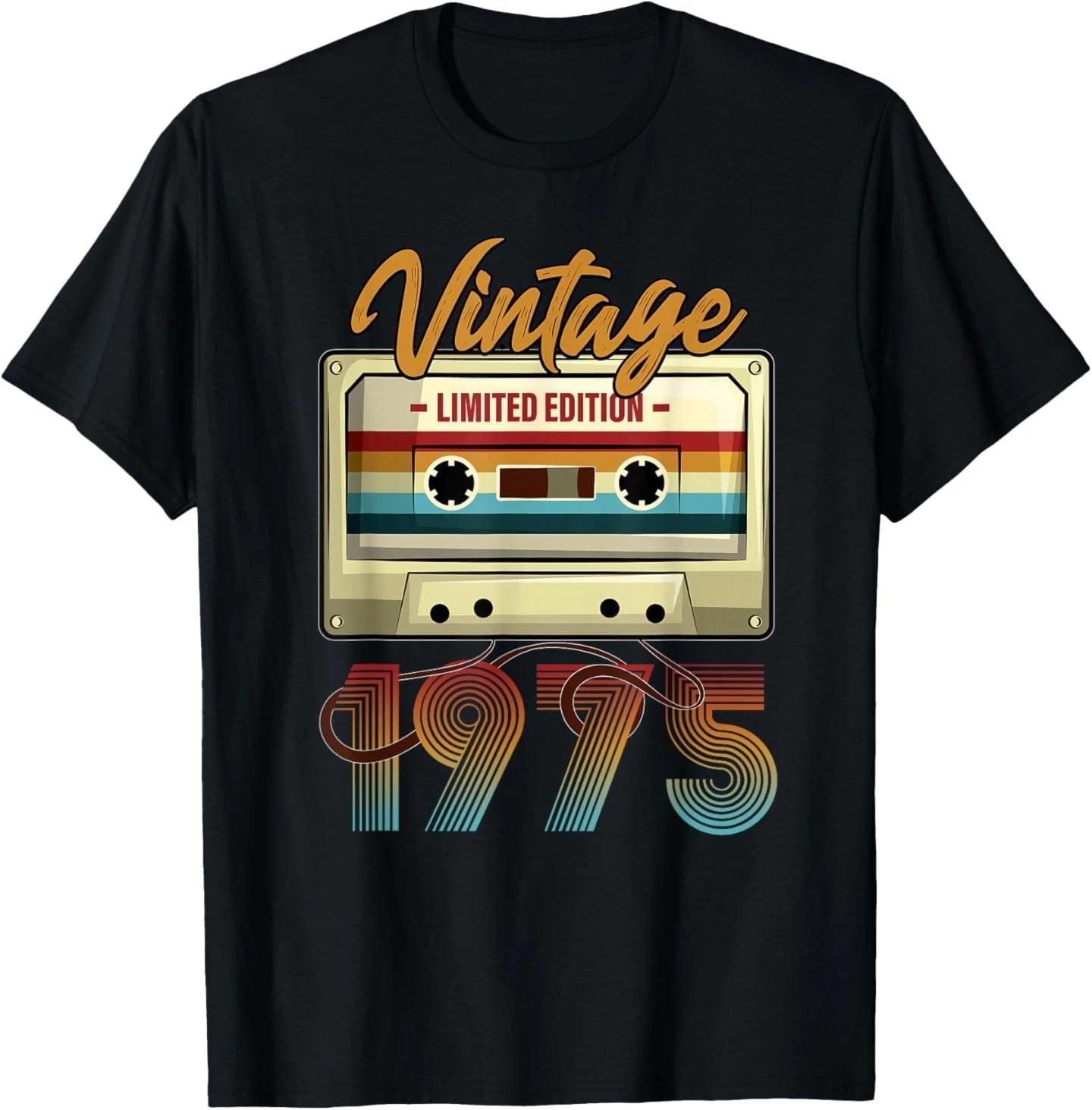 Vintage 1975 51st Birthday Cassette Tape for Men Women B-Day T-Shirt XL