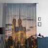 Famous Notre Dame Cathedral In Paris At Dawn Chiffon Sheer Curtains for Living Room Bedroom Decor Window Voiles Tulle Curtain