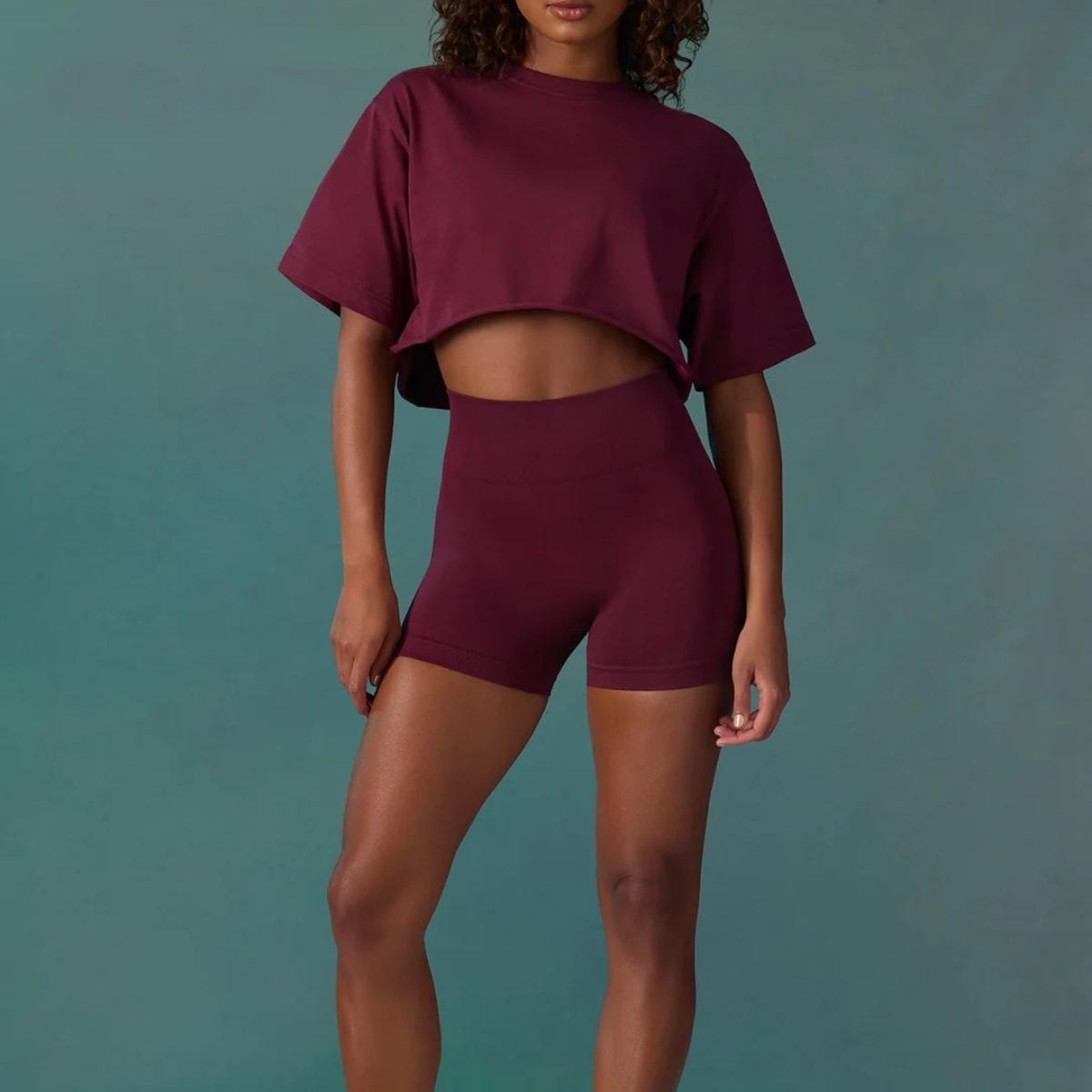 

Европейские и американские женские топы для бега на открытом воздухе свободного кроя с коротким рукавом для фитнеса 2025 года Small