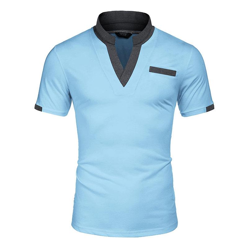 Spring and Summer New Solid Colour Polo Shirt Colour Blocking Men's Polo Shirt Multicolour T-shirt