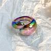 Sweet Summer Mutilcolor Shiny Acrylic Resin Geometry Oval Cross Open Rings For Women Girls Korean Stacked Ring Travel Jewelry