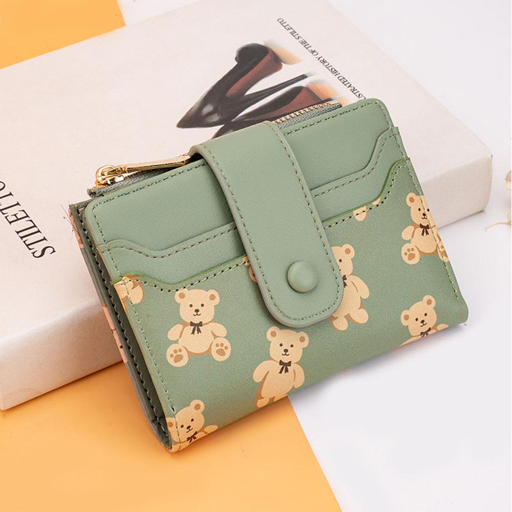 Women's Cartoon Teddy Bear Wallet With Large Capacity Snap Closure Coin Pocket, Foldable Multi-Functional Clutch Handbag