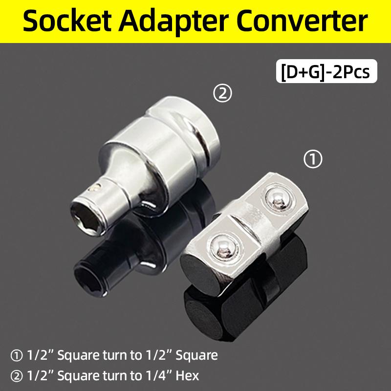 Double Square Head Socket Adapter Converter Reducer Set 1/4 3/8 1/2 Impact Drive Ratchet Wrench Socket Adaptor Repair Hand Tool
