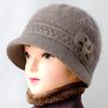Middle-aged and elderly autumn and winter wool hat, scarf cover, elegant versatile velvet warm squirrel velvet women's knitted hat