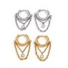 Wonderswan Stainless Steel Tassel Chain Hoop Earrings
