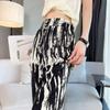 2025 Summer Women's Ink Wash Tie-Dye High-Waisted Ice Silk Chiffon Wide-Leg Pants