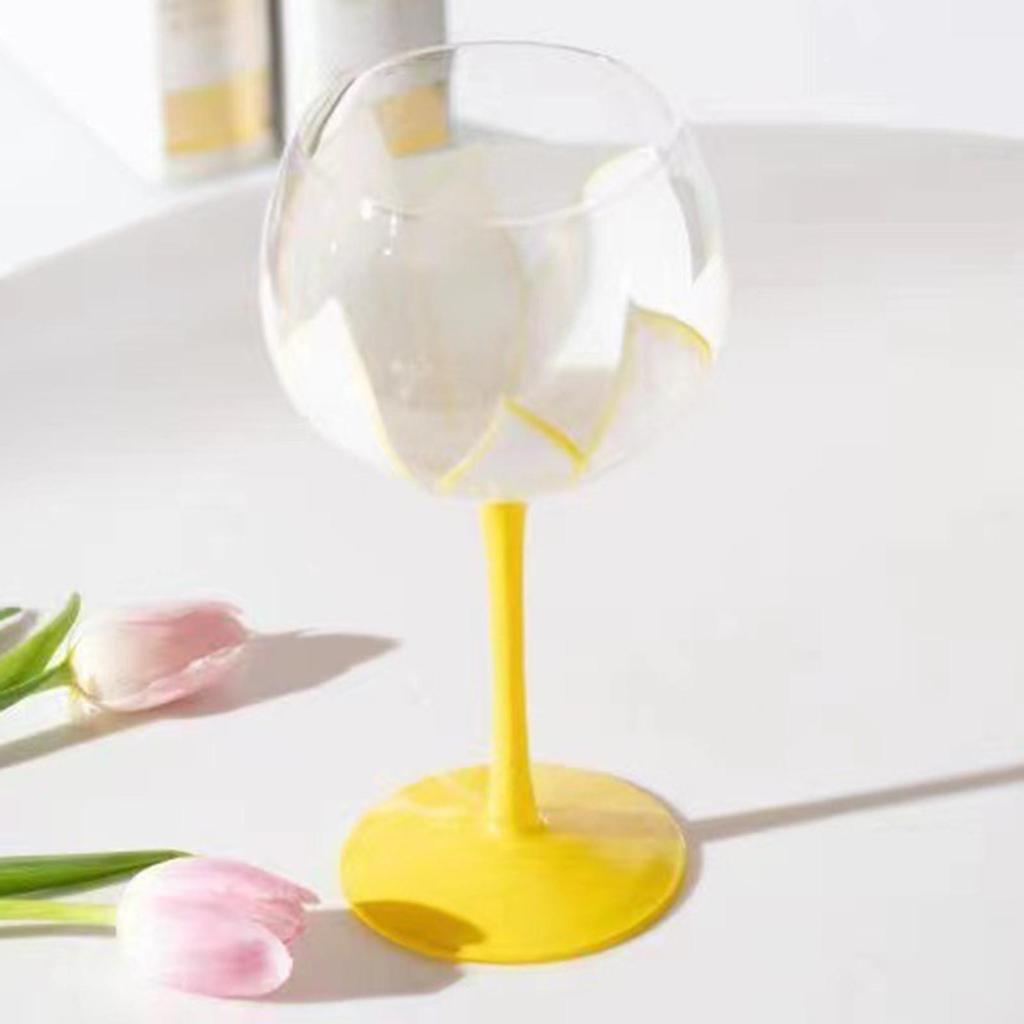 Floral Goblet Stemware Ornament Decoration Gifts Photo Props Hand Painted 440ml Drinks Glass for