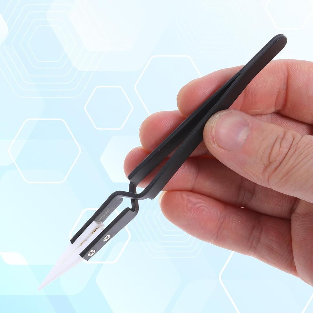 6 Pcs Precision Reverse Ceramic Tweezers Non-Conductive Solder Tweezer Anti-M