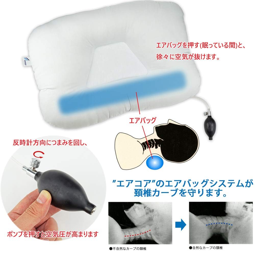 Aircore Pillow with Built-in Adjustable Airbags for Natural Cervical Curve Support, Perfect for Back and Side Sleepers, Anti-Snoring, and Fully
