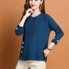 Fall/Winter Women's Crewneck Sweater Loose Slit Knitwear Pullover Solid Color Stretch Knit Top