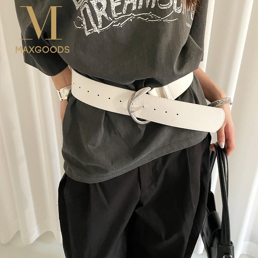 Retro Adjustable Wide Belt Leather White Waist Cincher Waist Belt Women