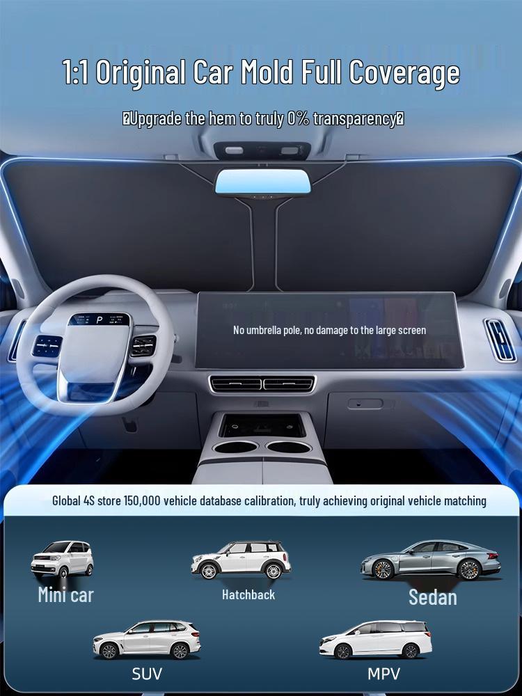 Titanium Silver Car Sunshade: Windshield Protection & Heat Insulation Umbrella