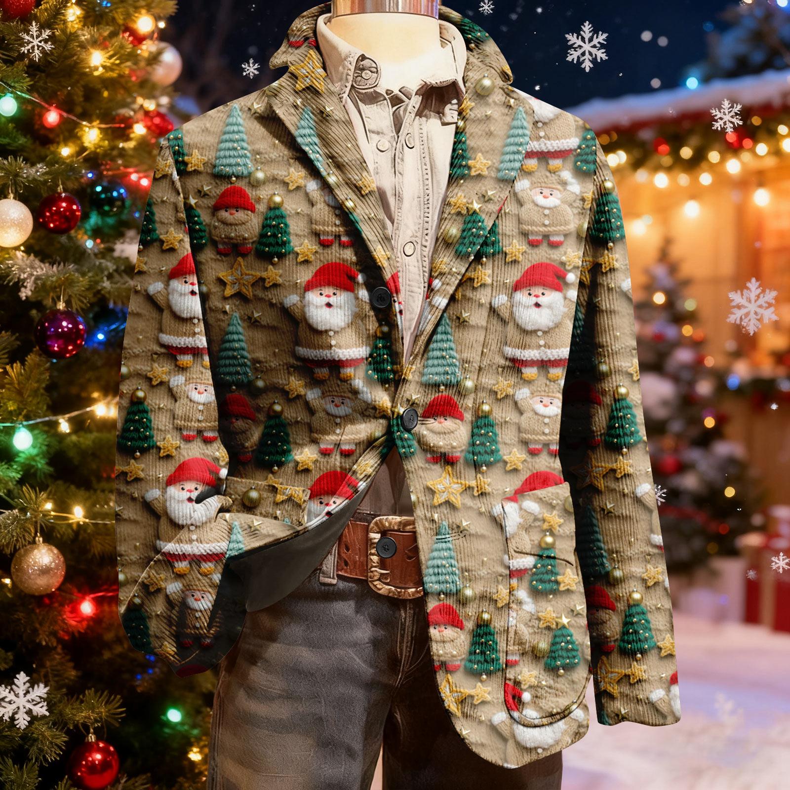 

Чоловічий потворний різдвяний вельветовий теплий піджак-кардиган з кишенями, чоловічий повсякденний костюм XL жовтий