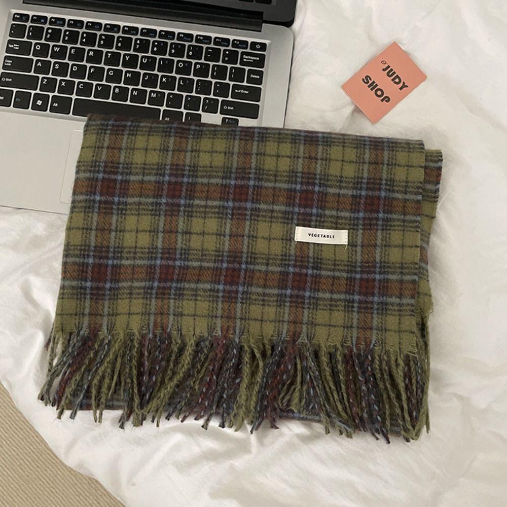 Tassel Winter Cashmere Scarves Plush Cape Wraps Retro Long Shawl  Autumn Winter