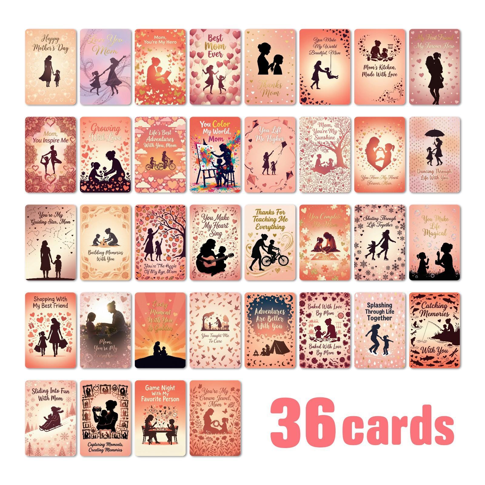 

Mother S Day Warm Illustration Silhouette Card 36 Set English Blessing Card RXHB0471