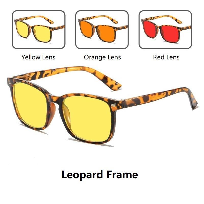 

Blue Light Blocking Glasses Men for Computer Competitive Games Women Night Vision Driving Glasses Orange or Red Lenses Goggles as shown леопардовый
