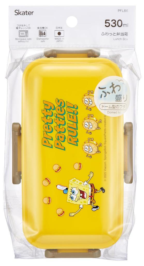 Skater Bento Fluffy Single Dishwasher and Microwave Made In SpongeBob Hungry Box, Serving, Tier, 530ml, Safe, Japan, SquarePants, Design, PFLB6-A