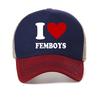 Funny Red Heart I Love Femboys Graphic Baseball Cap Men Women Sports Caps Fashion Mesh Breathable Sun Hat Snapback Hats
