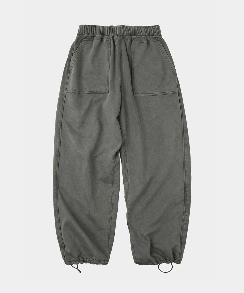 LETTERCOMO Heavy Cotton Garment Piping Wide Sweatpants Khaki Grey