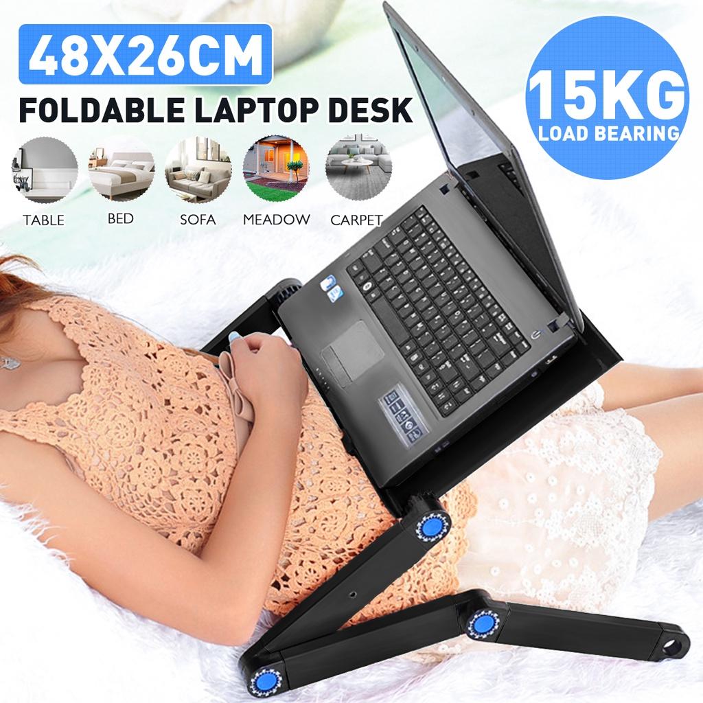 15KG Notebook Desk For Ultrabook, Netbook Or Tablet With Mouse Pad Black Laptop Table Stand With Adjustable Folding Ergonomic Design Stand