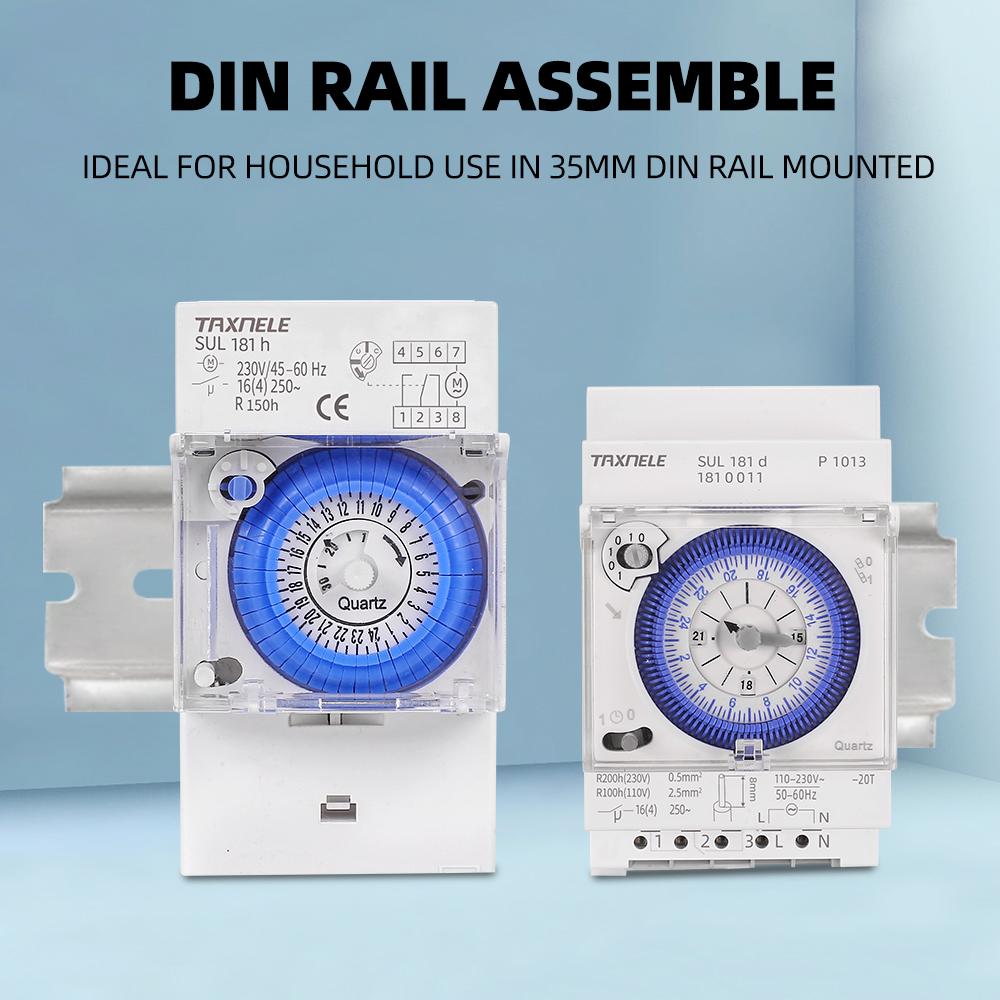 SUL181H SUL181D Mechanical Timer 24 Hours Time Switch Relay Electrical Programmable Timer 24 Hour Din Rail Timer Switch AC220V2