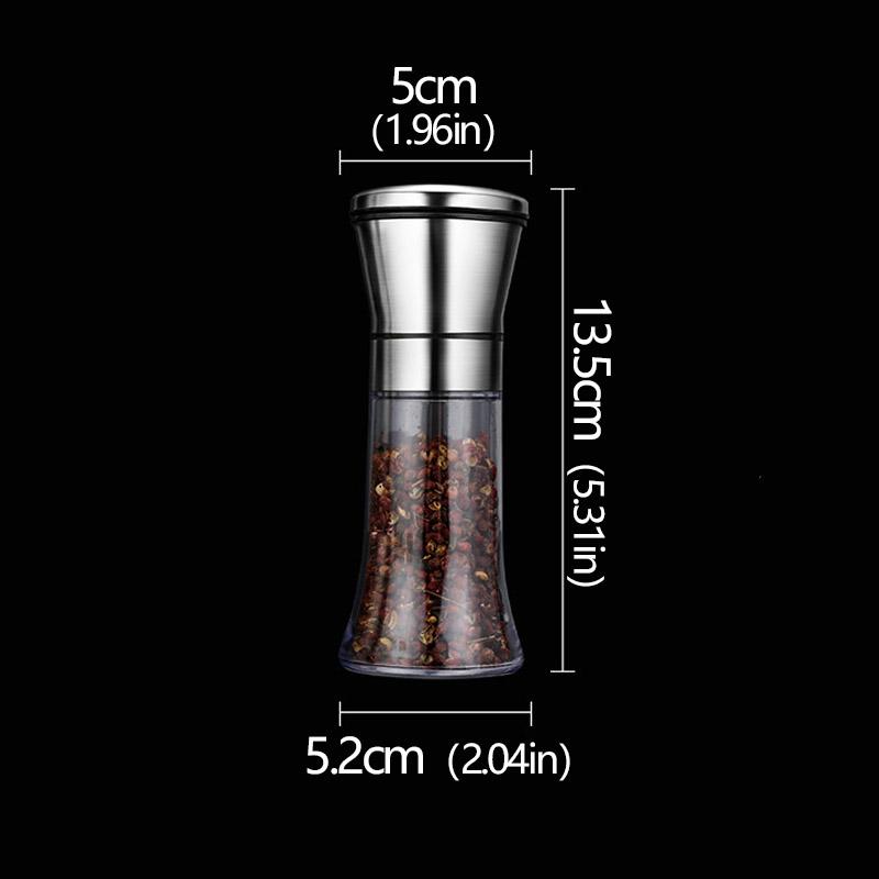 Stainless Steel Manual Salt Pepper Mill Adjustable Pepper Seasoning Bottle Spice Grinding Containers Mill Shakers Kitchen Gadge