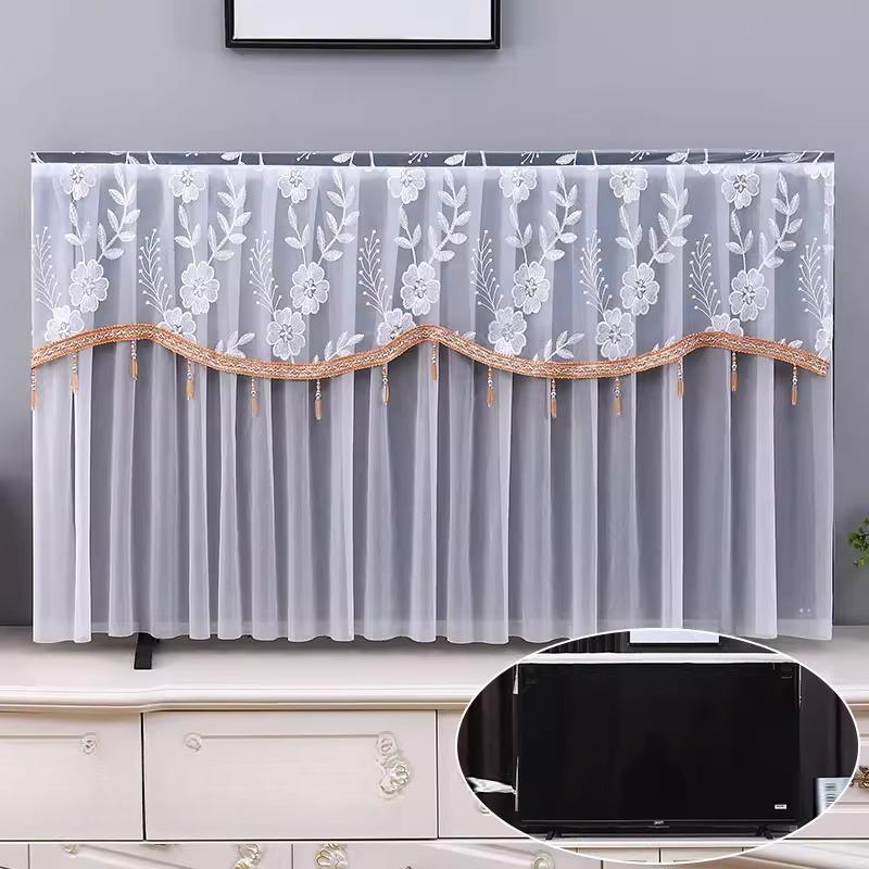 1pcs European Style Lace TV Cover Brand Universal Liquid Crystal TV Cover Cloth Anti Dust and Sun Protection Home Decoration Fabric Easy To Clean