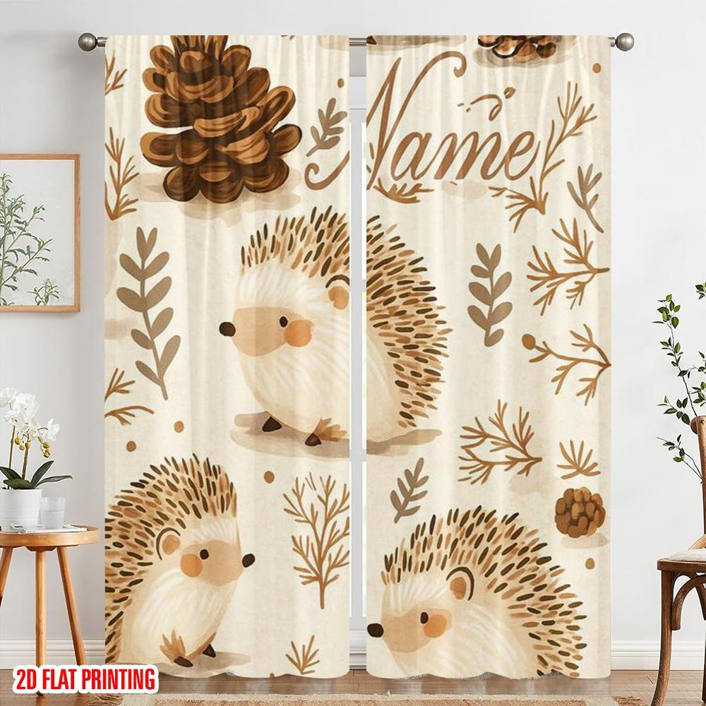 2pcs,2D Plane Printing Curtain Popular Woodland Critters Durable 100% Polyester Fabric (without Rod) Gifts Use for Bedroom