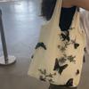 Chinese Style Retro Tote Bag for Women New Style Embroidered Butterfly Lace Bag Casual Canvas Bag Literary Student Shoulder Bag