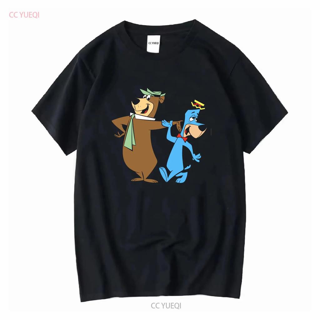 Tričko Yogi Bear a Huckleberry Hound Unisex Čierne Veľkosť S 5XL YI484 vintage Prané Priedušné dizajnové oblečenie streetwear