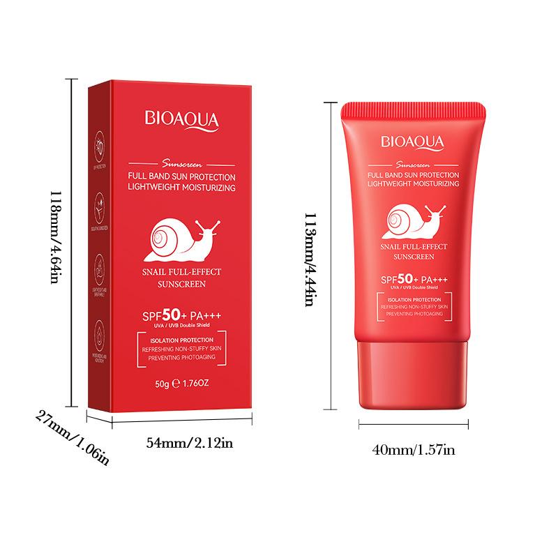 BIOAOUA Snail Full Effect Sunscreen Anti-UV Isolation SPF 50+ Anti-aging Anti-UV Beach Sunscreen Products