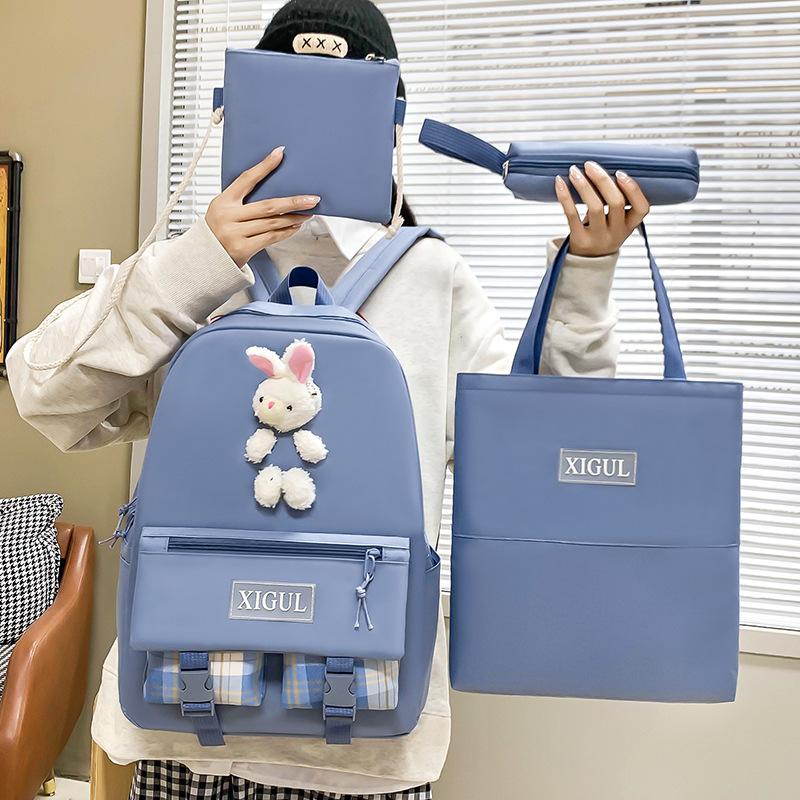 

рюкзак из четырех частей, новый простой студенческий школьный рюкзак, портативный рюкзак большой вместимости. синий